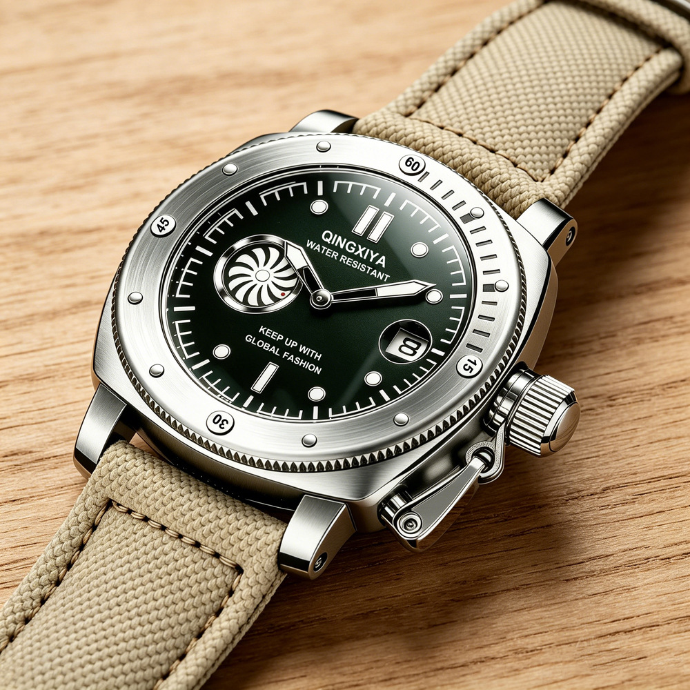 Canvas Strap Watch - Cool Creative Khaki Canvas Strap Quartz