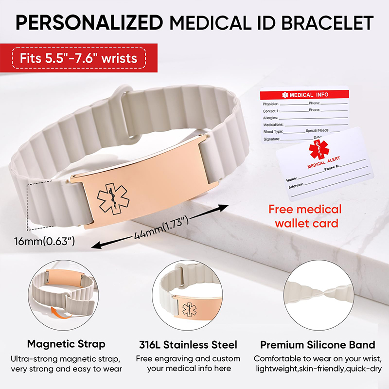 Custom Medical ID Bracelet for - đánh giá và giá Silicone Band Women