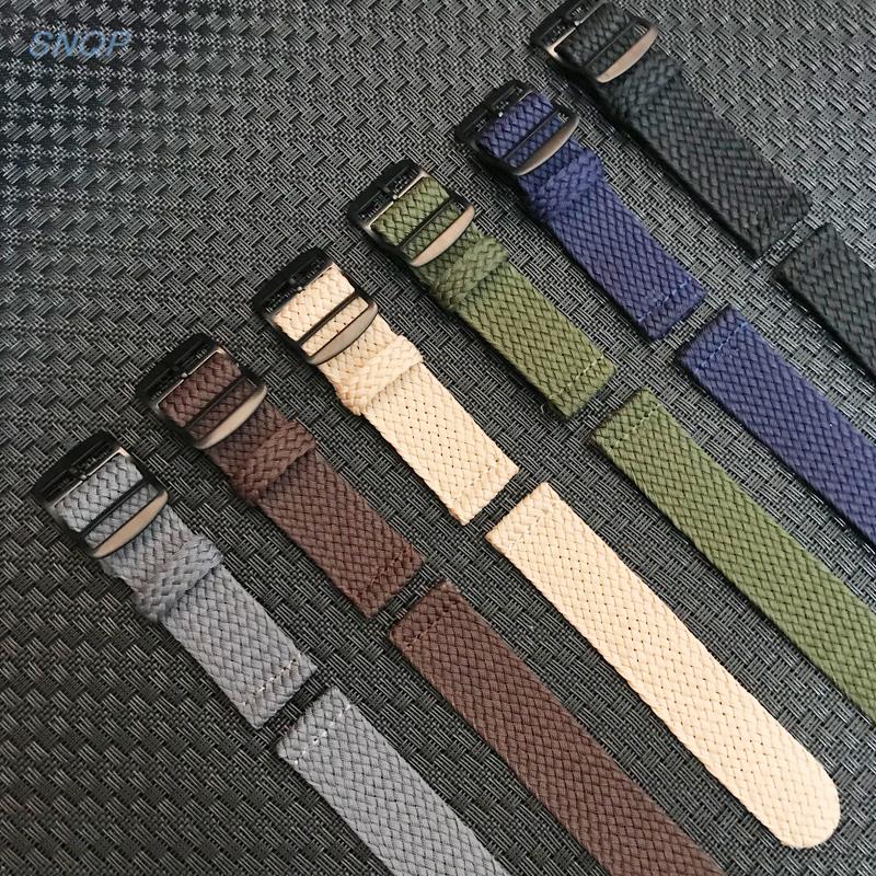 20mm 22mm Black Navy solid col - đánh giá và giá Perlon Strap Woven
