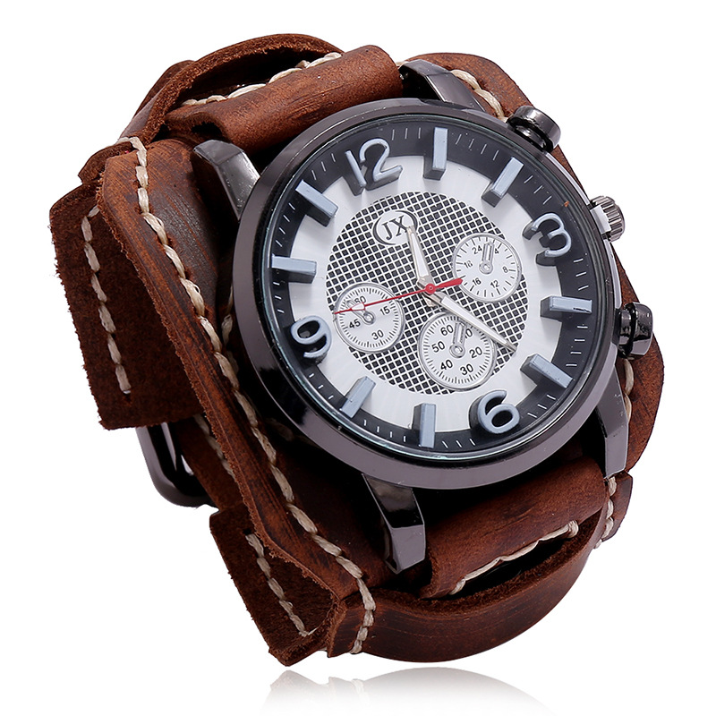 Jessingshow 2021 Mới Retro Nam - đánh giá và giá Leather Watch Band Men