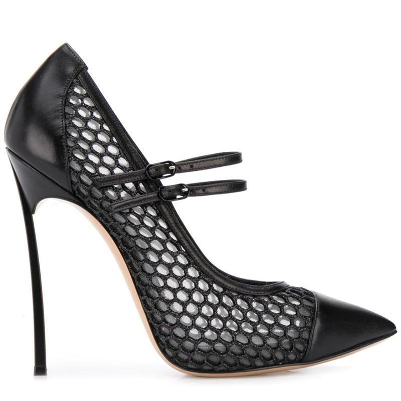 Sexy Mesh Patchwork Pointed To - đánh giá và giá Mesh Strap Metal