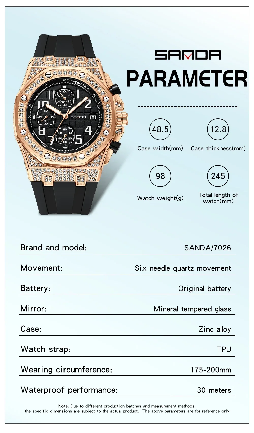 SANDA 7026 Men's Quartz Watch  - đánh giá và giá Rubber Strap Diver