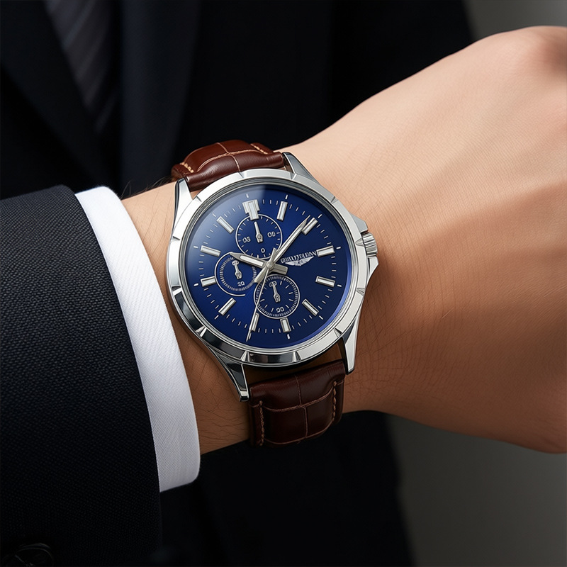 Men Chronograph Quartz Watch,  - đánh giá và giá Leather Watch Band Men