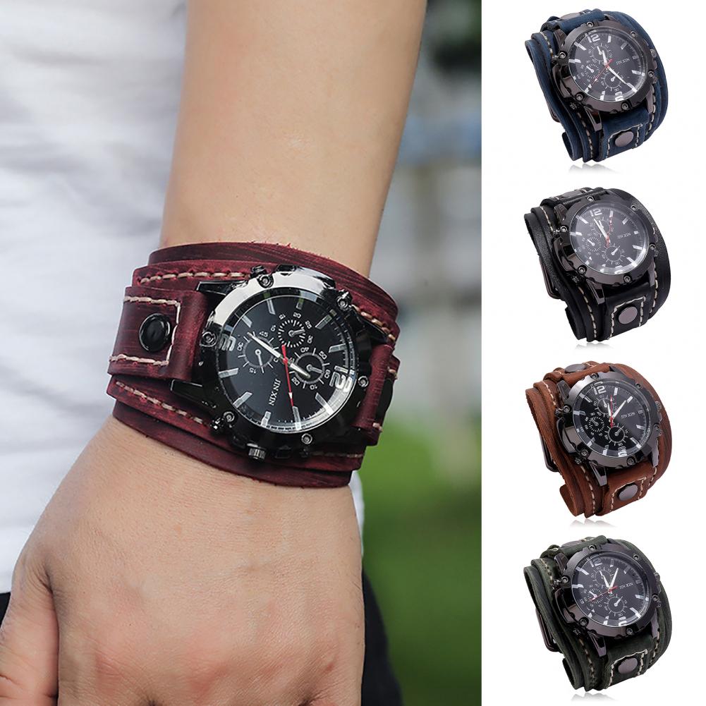 Retro Mens Quartz Watch Round  - đánh giá và giá Leather Watch Band Men