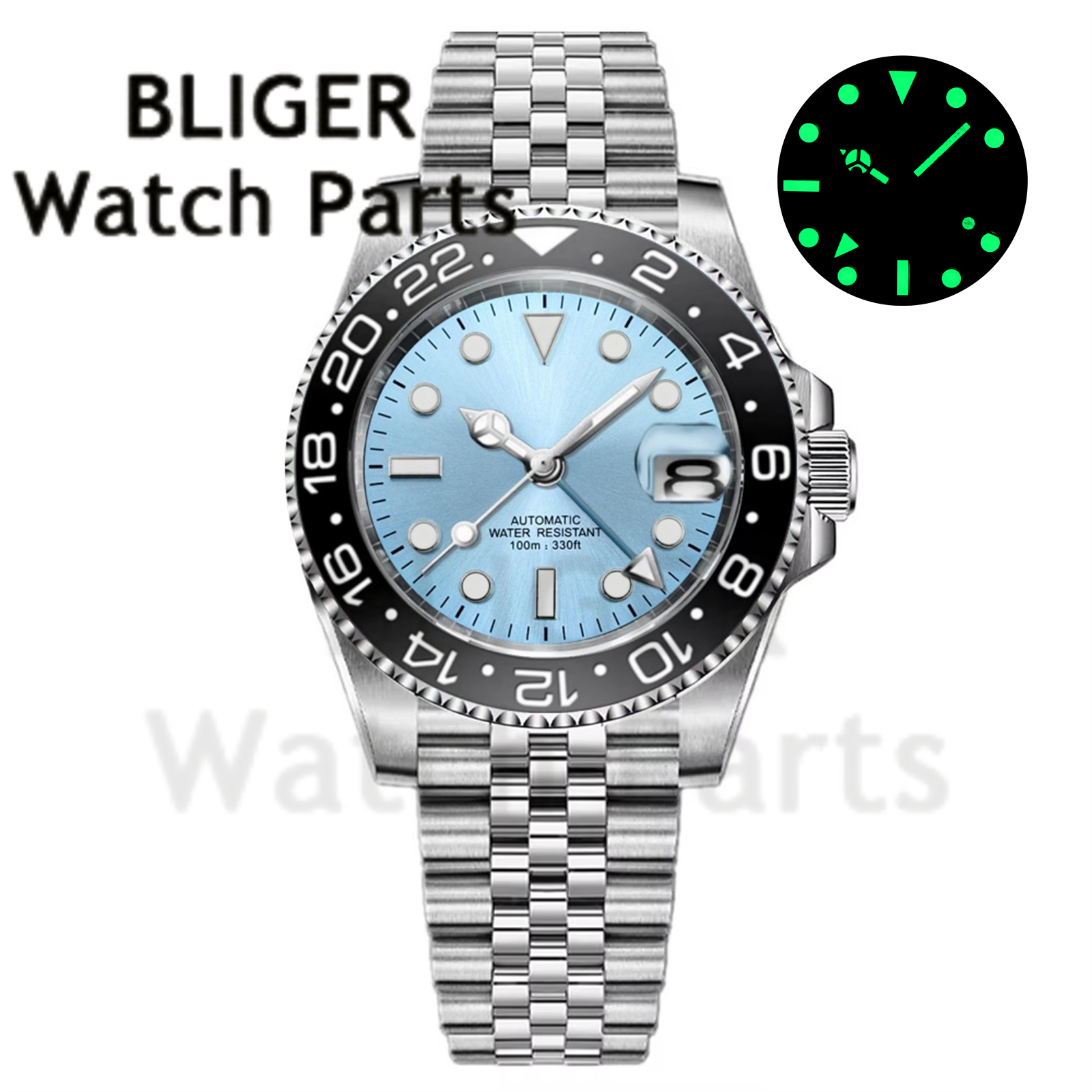 Custom Fashion GMT 40mm Men NH - đánh giá và giá Stainless Bracelet Diver