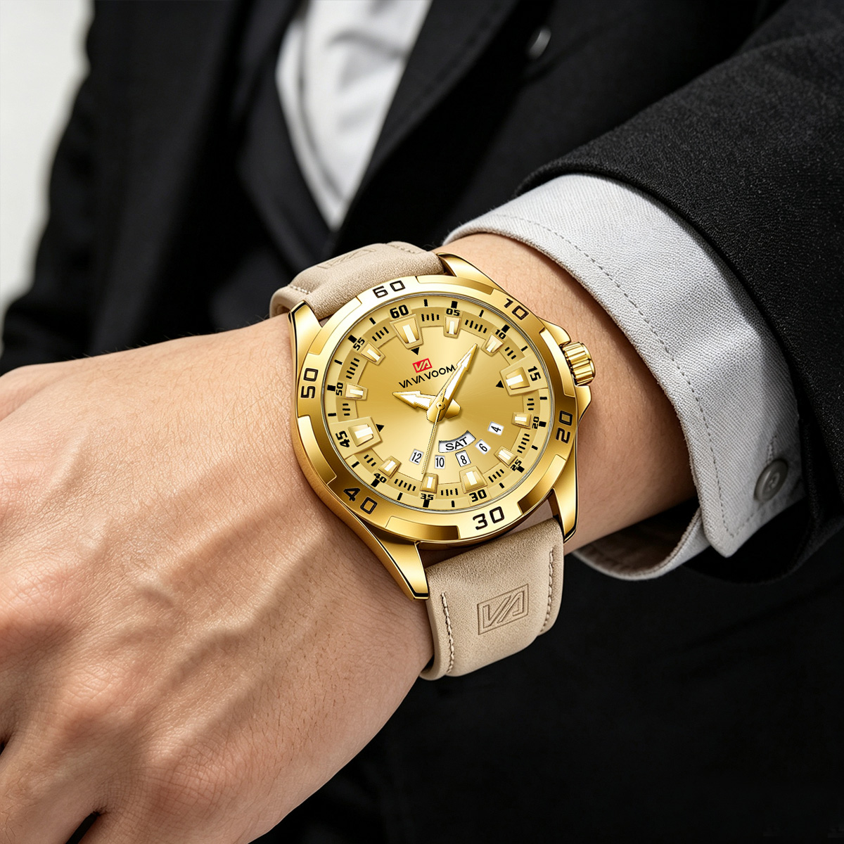 Men Watch Black Leather Strap  - đánh giá và giá Leather Watch Band Men