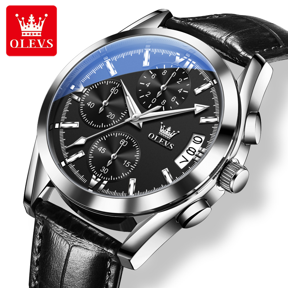 OLEVS Top Brand Luxury Men Wat - đánh giá và giá Leather Watch Band Men